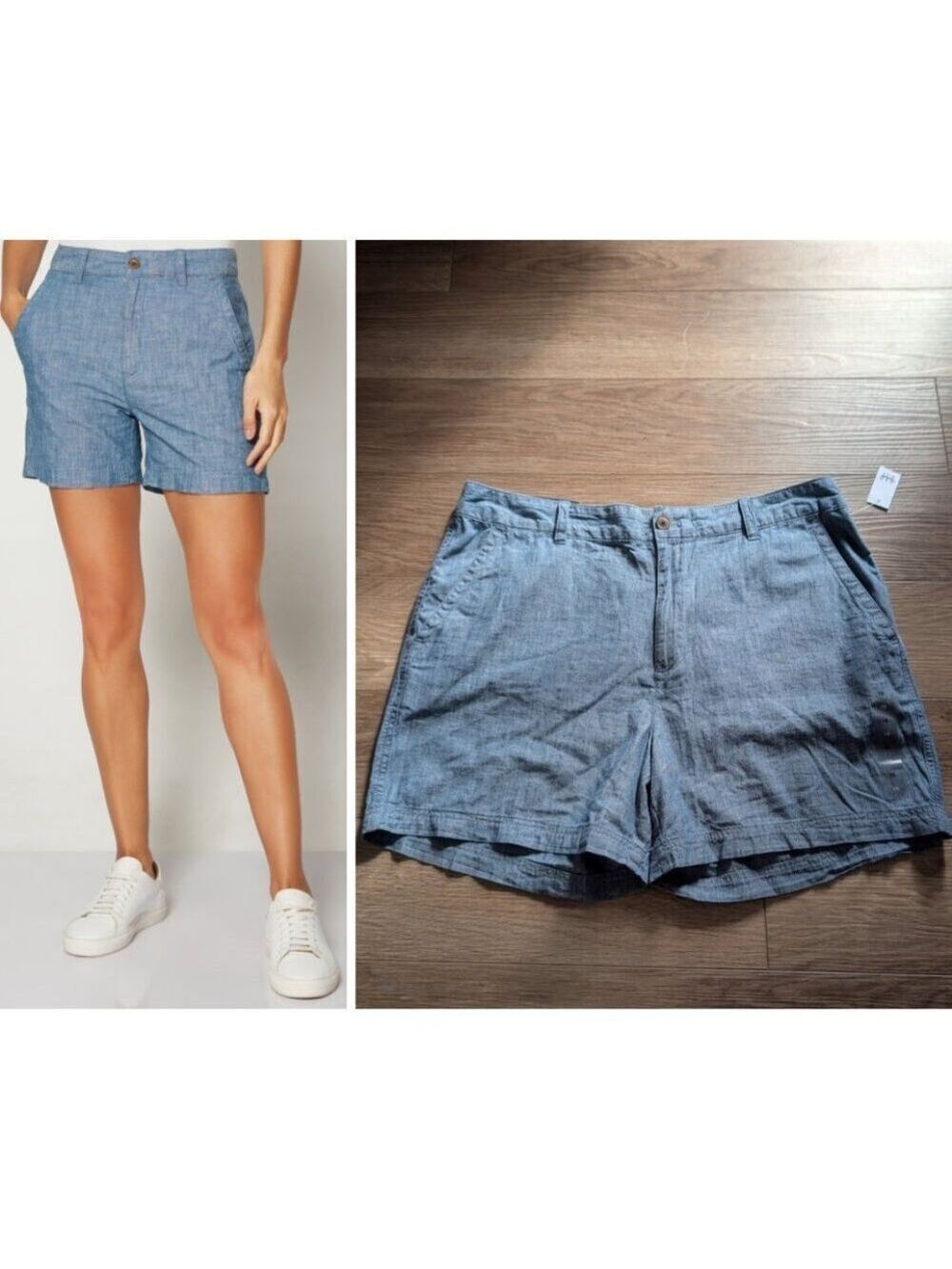 Gap | 5" Girlfriend Khaki Shorts In Indigo Chambray